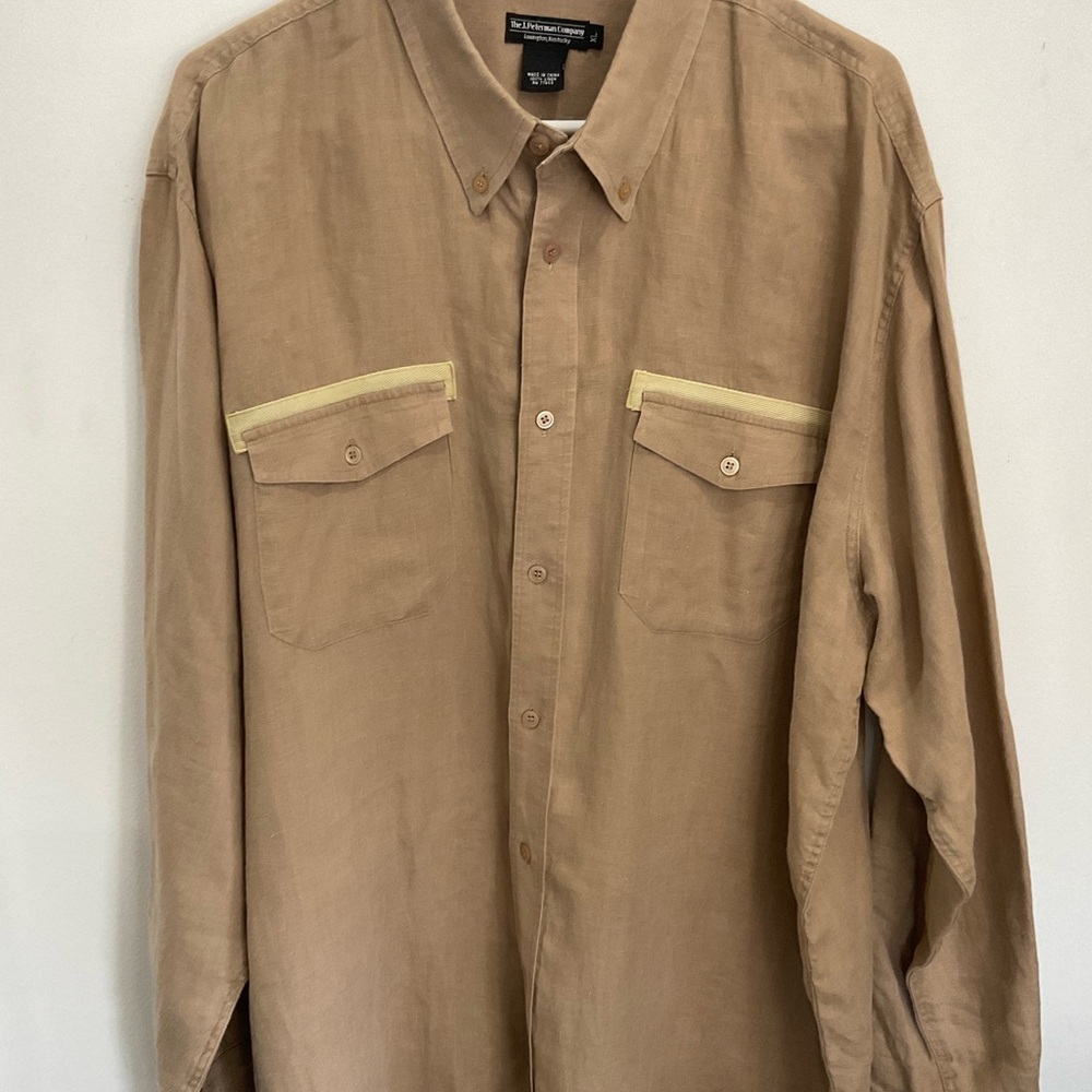 J. Peterman Beige Linen Shirt
